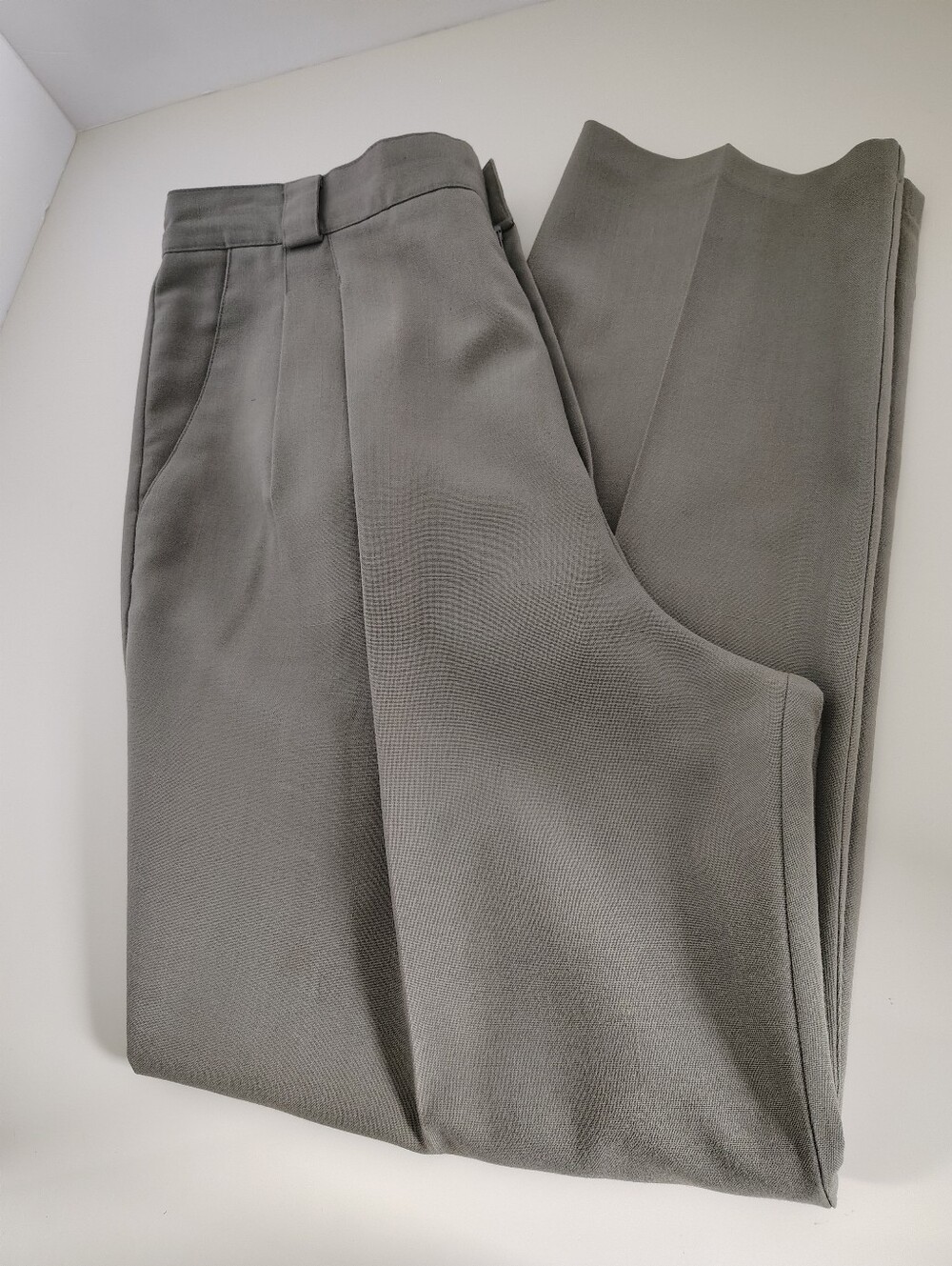 Vintage 90s Fundamental Things High Waisted Pleated Trousers Sage Green 12